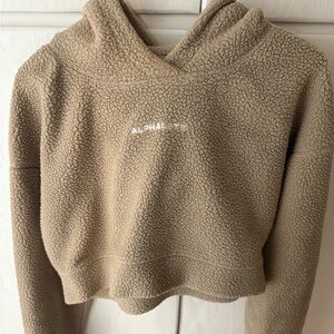 Alphalete Beige Sherpa Cropped Hoodie